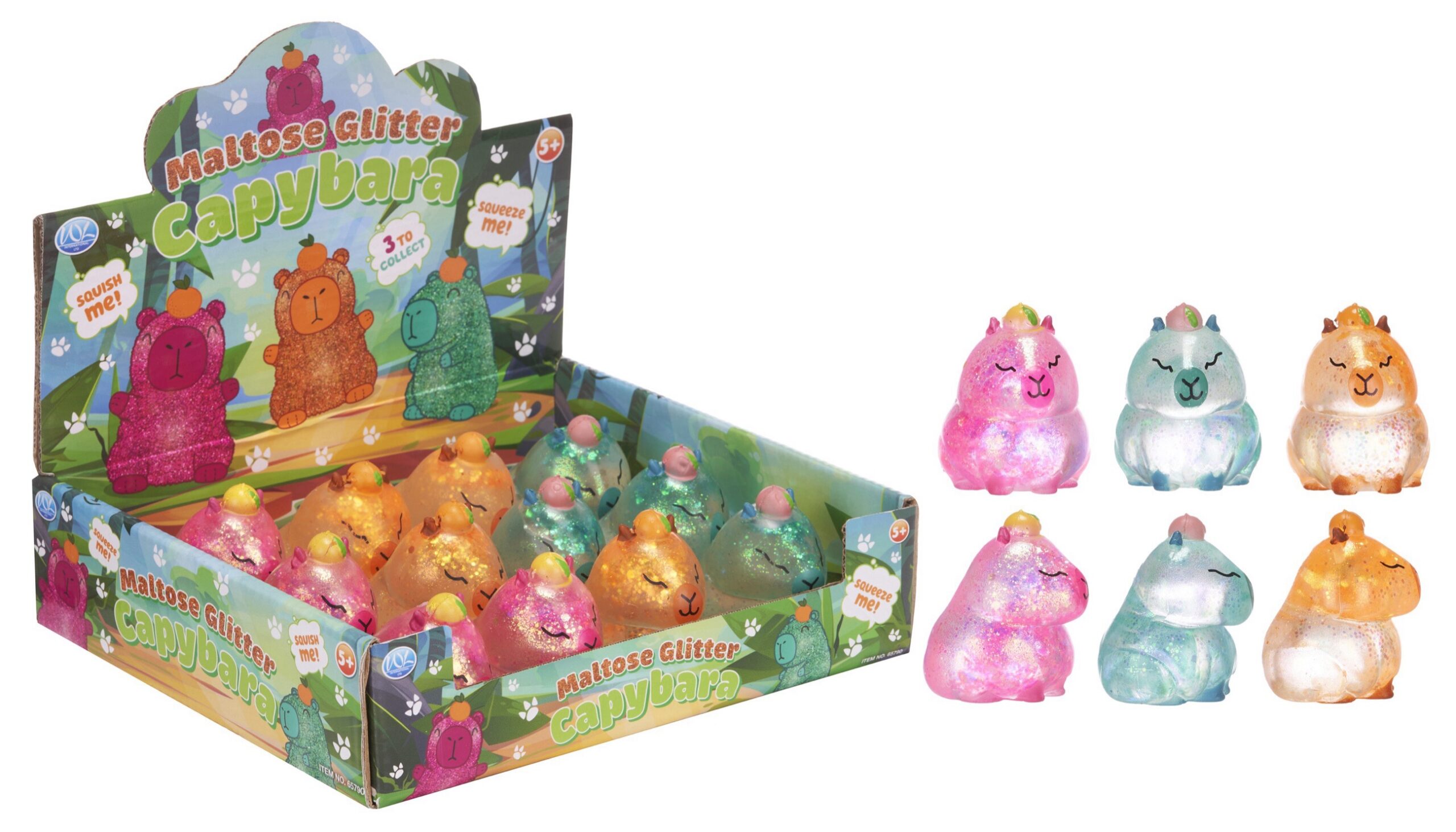 CAPIBARA Squishy con glitter In espo da 12pz 3ass…x120